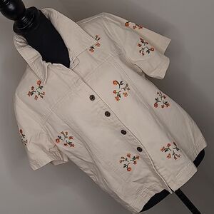 Denim & Co sz M 100% cotton  button front shirt